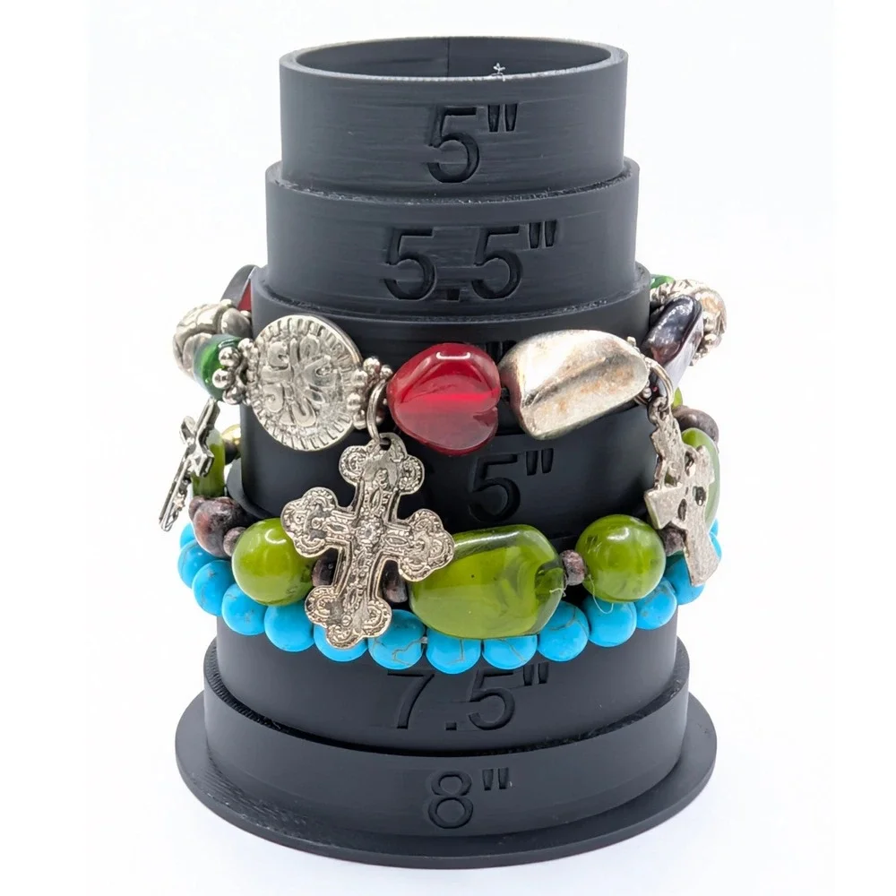 Stack of 3 Stretch Bracelets Cross Charms Turquoise Green Costume Christian